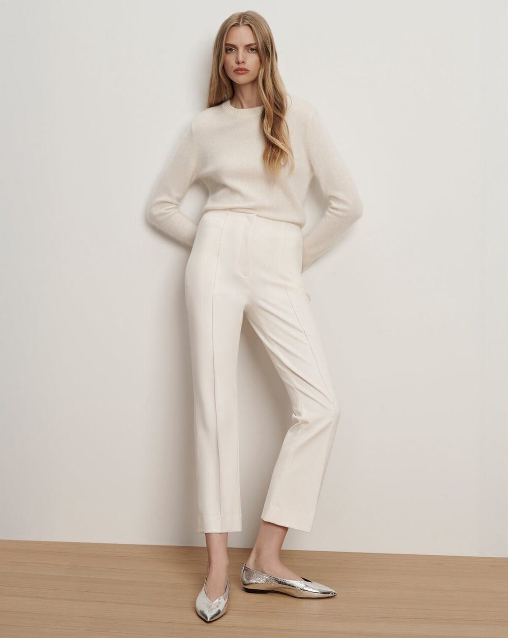 Veronica Beard Kean Pants Dove White Slim Leg Crop Flare $398 Women’s 4 XS